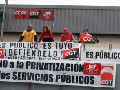 Protesta realizada en el polideportivo en diciembre de 2010.