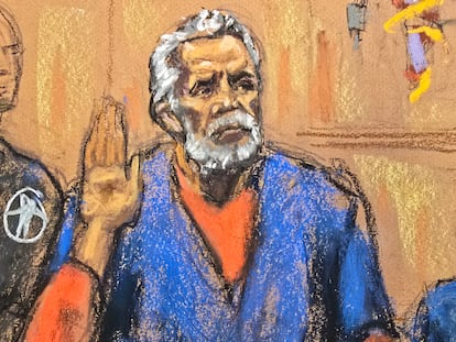 El Mayo Zambada, en una ilustración del tribunal federal de Brooklyn, el 25 de agosto de 2025.