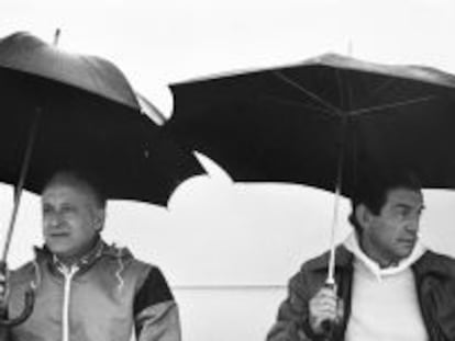 Xabier Arzalluz y Carlos Garaikoetxea durante la celebración del Alderdi Eguna, día del PNV, en 1983.
