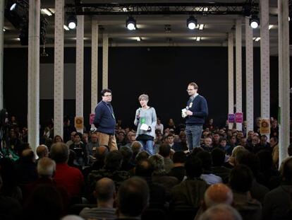 Joan Josep Nuet, Dolors Camats y Joan Herrera en un acto del partido.