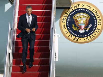 Obama en la base aérea de Andrews, el 15 de marzo.