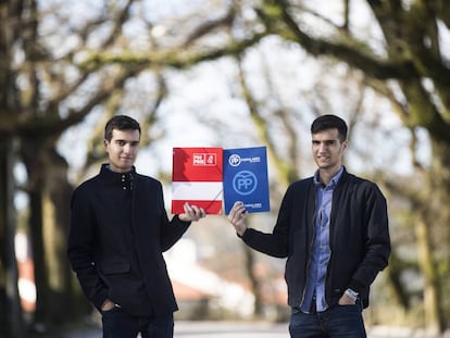 Nabor Gonz&aacute;lez Fari&ntilde;as, dirigente de las Xuventudes Socialistas de Galicia, y su hermano Adri&aacute;n, l&iacute;der de Nuevas Generaciones de Ourense.