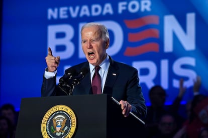 El presidente Joe Biden durante un mitin el domingo en Las Vegas.