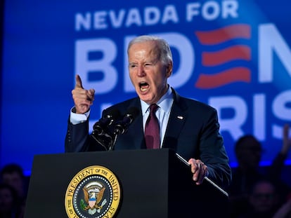 El presidente Joe Biden durante un mitin el domingo en Las Vegas.