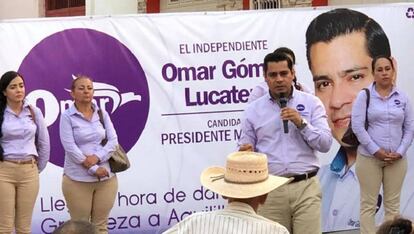 Omar Gómez Lucatero, en un mitin en mayo pasado.