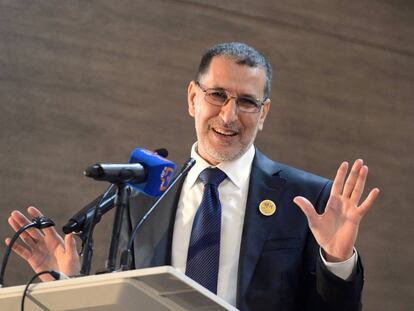 Saadedin el Othmani, jefe de Gobierno en Marruecos, durante una conferencia de prensa en Rabat el 18 de marzo.