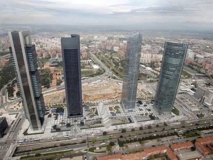 Vista a&eacute;rea de la zona empresarial de Madrid. 
 