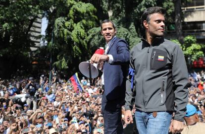 Juan Guaid&oacute; y Leopoldo L&oacute;pez, este martes en Caracas.