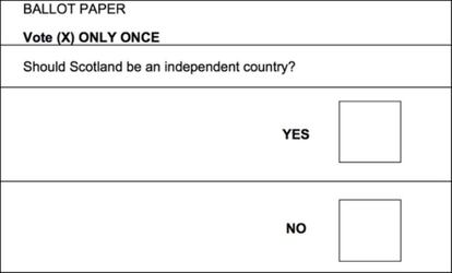 Papeleta para el referéndum escocés