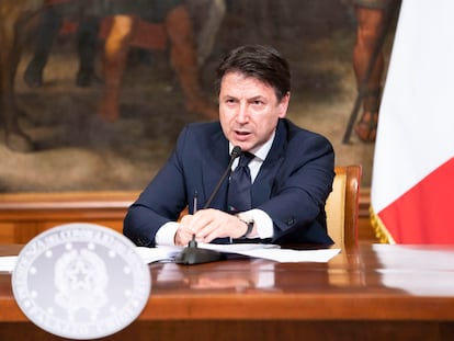 Giuseppe Conte, primer ministro italiano, el lunes tras un Consejo de Ministros en Roma.