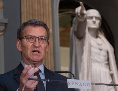 Núñez Feijóo, el día 18 en el pleno del Congreso celebrada de forma extraordinaria en el Senado.