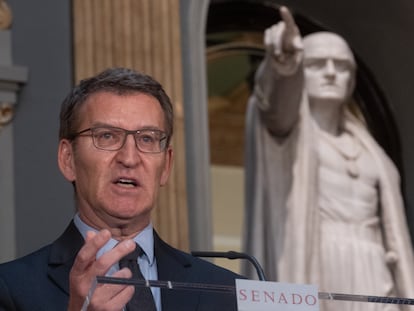 Núñez Feijóo, el día 18 en el pleno del Congreso celebrada de forma extraordinaria en el Senado.