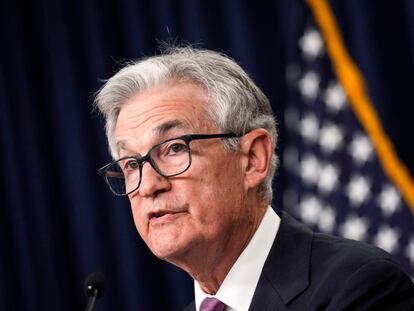 U.S. Federal Reserve Board Chairman Jerome Powell speaks during a news conference following a meeting of the Federal Open Market Committee (FOMC) at the headquarters of the Federal Reserve on June 14, 2023 in Washington, DC