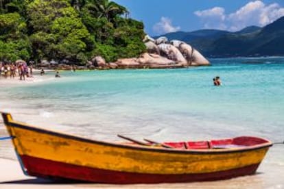 Uma praia da ilha de Campeche.