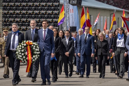 Los Reyes, en el acto, este domingo en Mauthausen.
