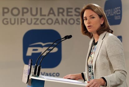 La presidenta del PP vasco, Arantza Quiroga, este lunes en San Sebastián.