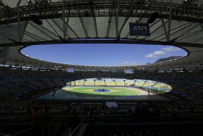 Vista geral do Maracanã antes do início da cerimônia de abertura da final.