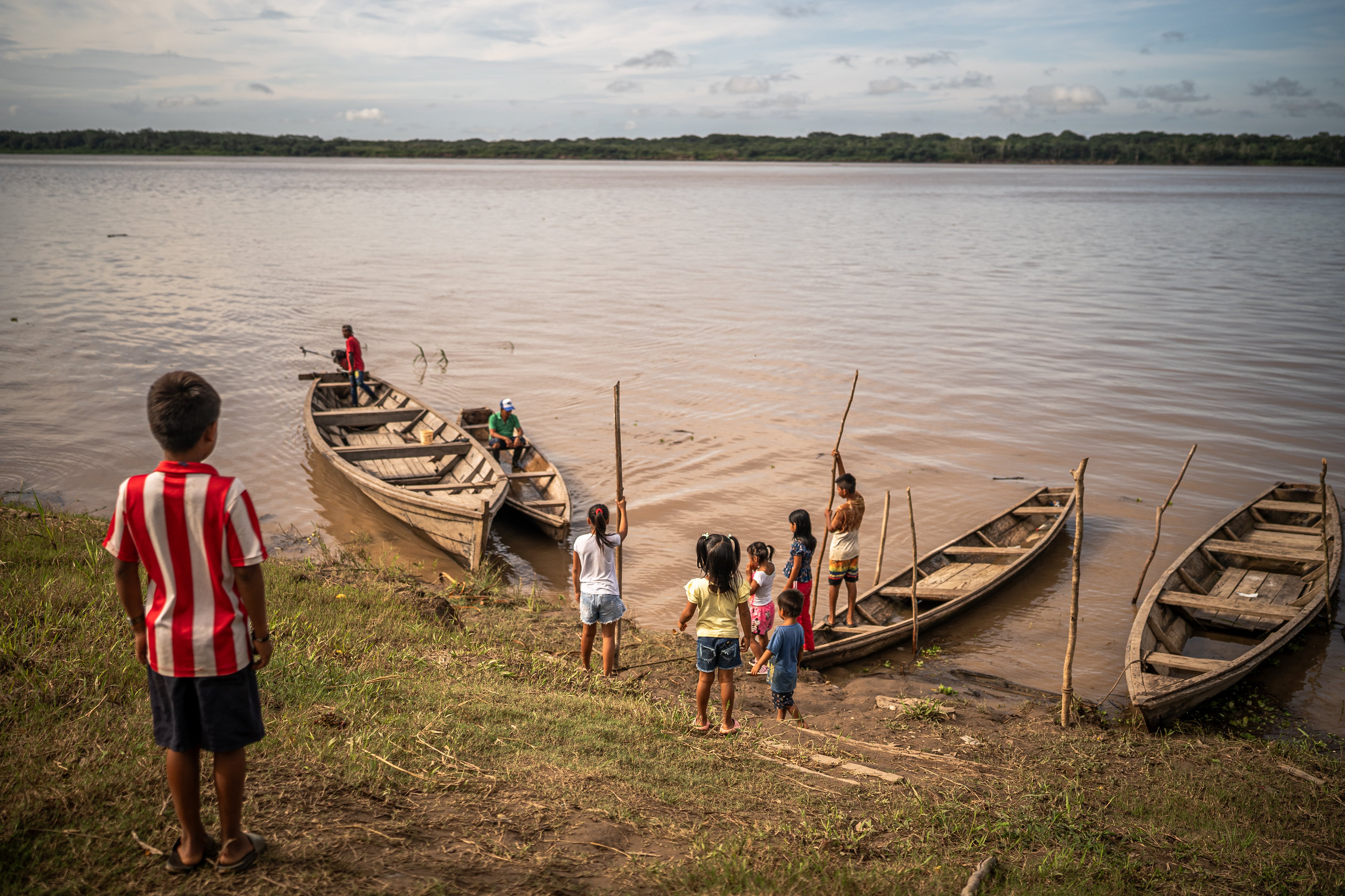 Habitantes de la comunidad La Libertad, en el Amazonas colombiano.