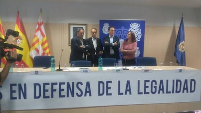 Representantes de los sindicatos de la Polic&iacute;a Nacional.