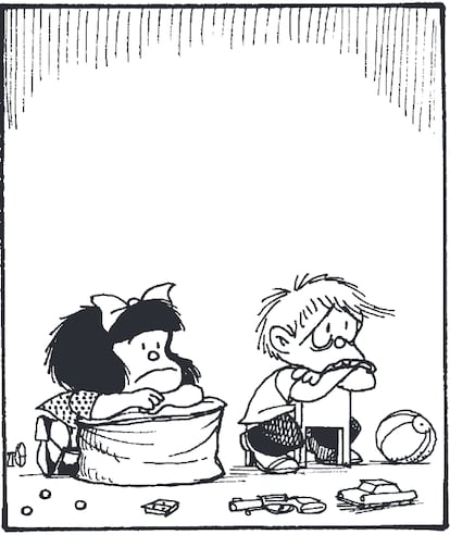 Quadrinho da coletânea ‘El amor según Mafalda’, de Quino.