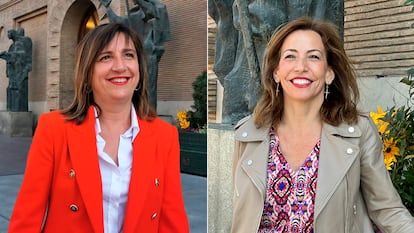 Desde la izquierda, la candidata del PSOE a la alcaldía de Zaragoza, Lola Ranera, y la candidata del PP, Natalia Chueca.