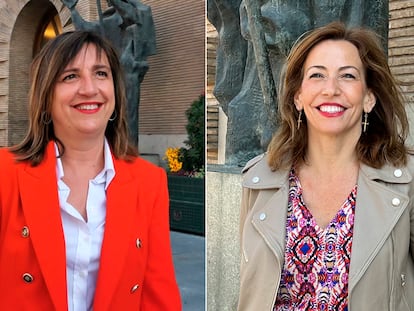 Desde la izquierda, la candidata del PSOE a la alcaldía de Zaragoza, Lola Ranera, y la candidata del PP, Natalia Chueca.