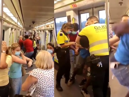 Imágenes de la agresión en el metro de Valencia este sábado.