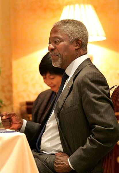 Kofi Annan, durante la entrevista en un hotel de Salamanca.