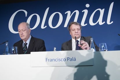El presidente de Colonial, Juan José Brugera (izquierda) y el secretario del consejo, Francisco Palá, en la última junta.