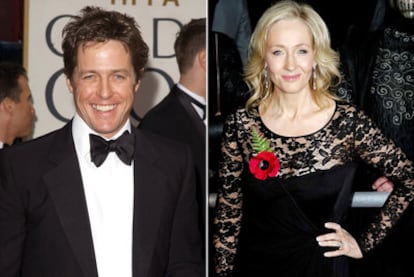 El actor Hugh Grant y la escritora J. K. Rowling.