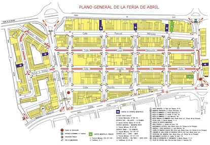 Mapa de la Feria de abril de Sevilla