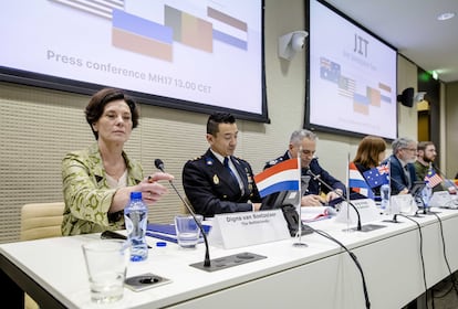 Rueda de prensa sobre los resultados de la investigación del MH17, este miércoles en La Haya.