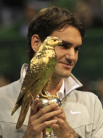 Roger Federer, tras vencer en el torneo de Doha.
