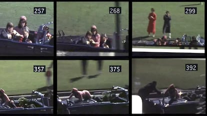Seis fotogramas do assassinato do ex-presidente dos EUA John Kennedy, filmado por Abraham Zapruder, em 22 de novembro de 1963.
