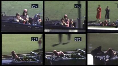 Seis fotogramas do assassinato do ex-presidente dos EUA John Kennedy, filmado por Abraham Zapruder, em 22 de novembro de 1963.