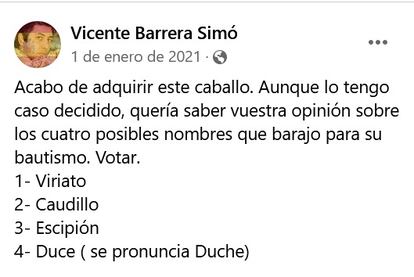 Facebook Vicente Barrera