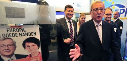 Jean-Claude Juncker, en Bruselas, tras conocer los primeros resultados.