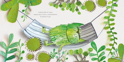 Doble página de 'El monstruo de colores', de Anna Llenas, publicado por Flamboyant.