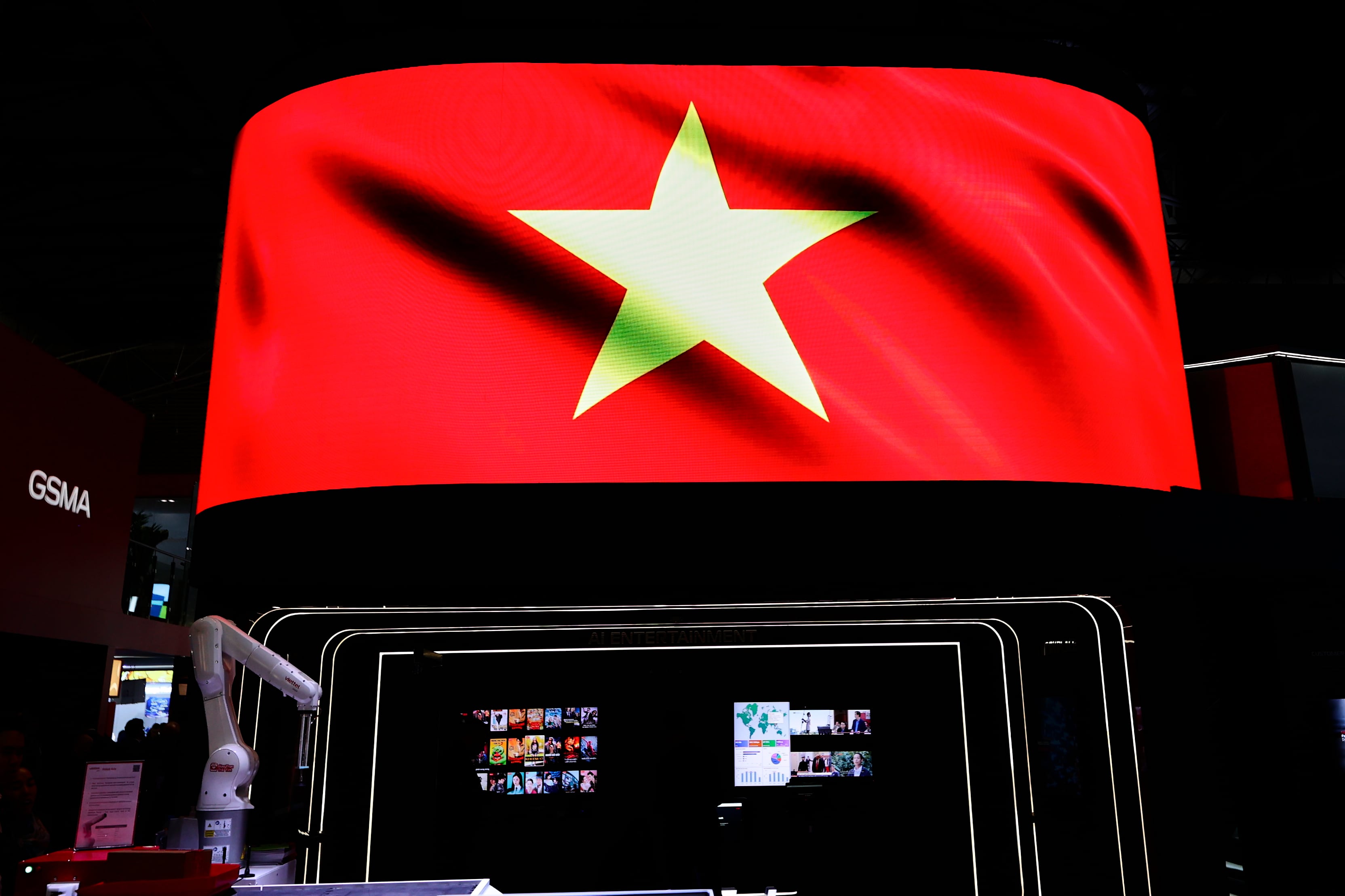 Una bandera china en el Mobile World Congress celebrado el pasado mes de marzo en Barcelona. 
