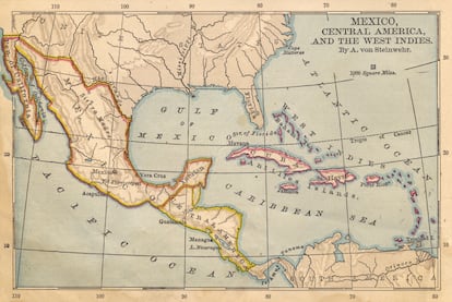 Mapa de México y el Caribe de 1800.