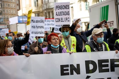 Protesta del Movimiento de Pensionistas, el 12 de febrero en Madrid.