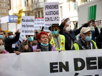 Protesta del Movimiento de Pensionistas, el 12 de febrero en Madrid.