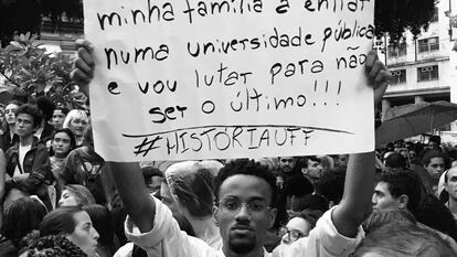 João, durante manifestação.