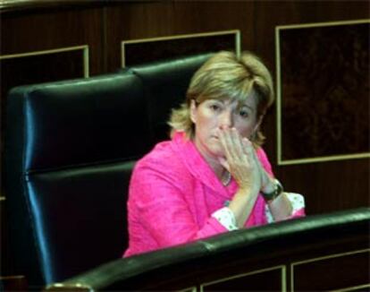 La ministra de Educación, Pilar del Castillo, durante el debate parlamentario.