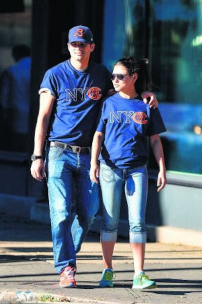 Ashton Kutcher y Mila Kunis, en Nueva York.