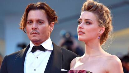 Amber Head y Johnny Depp en el Festival de Cine de Venecia.