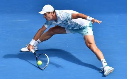 El checo Tomas Berdych, en su encuentro contra Bernard Tomic, este domingo.