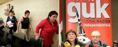 PARLAMENTARIAS VASCAS DE PCTV, TRAS UNA RUEDA DE PRENSA. A LA DERECHA, LOS CANDIDATOS DE ANV A LAS GENERALES MARINE PUEYO, I?AKI ZABALA Y AITOR BEZARES. 
/ PRADIP J. PHANSE