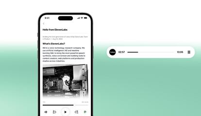 Imagen de la aplicación ElevenLabs Reader en la pantalla de un móvil