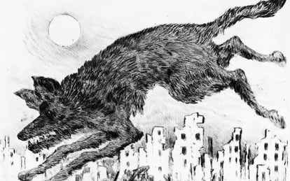 Ilustración de Günter Grass incluida en 'Alabardas'.